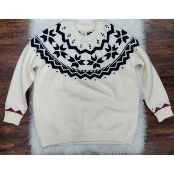 Rainy Studio Fair Island Super Thick Nordic Harajuku Print Sweater Medium NWOT - Picture 2 of 10